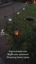Cargar y reproducir el video en el visor de la galería, BigM 96 LED Flickering Flame Solar Tiki Torch Lights for Gardens Lawn
