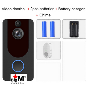 BigM 1080P Wireless Video Doorbell Camera with a chime, 2 built-in rechargeable batteries