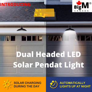BigM Dual Headed 32 LED Bright solar lamp for gazebo has a large solar panel that charges the 4400mah batteries during day time and lights turn on after dusk