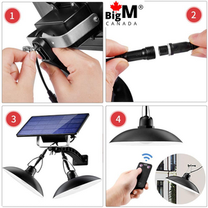 BigM Dual Headed 32 LED Bright solar lamp for gazebo is easy to install and can be controlled by a remote
