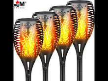 Load and play video in Gallery viewer, BigM 96 LED Flickering Flame Solar Tiki Torch Lights for Gardens Lawn

