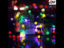Charger et lire la vidéo dans la visionneuse de la Galerie, BigM 20 LED à énergie solaire pour Noël, vacances et fêtes, boules lumineuses colorées décoratives pour tonnelle, arbres de Noël et décoration extérieure
