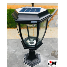 Load image into Gallery viewer, Image of a BigM 16” Elegant Looking LED Outdoor Solar Post Lights installed on a stone post
